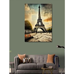Kanvas Tablo Gazete Fonu Eyfel Kulesi 50x70 cm