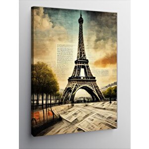 Kanvas Tablo Gazete Fonu Eyfel Kulesi 70x100 cm