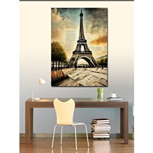 Kanvas Tablo Gazete Fonu Eyfel Kulesi 70x100 cm