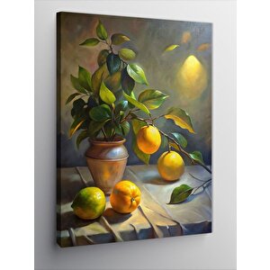 Kanvas Tablo Minyatür Limon Ağacı 100x140 cm