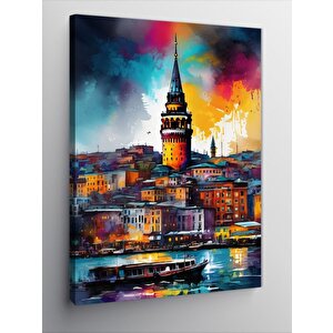 Kanvas Tablo Suluboya Galata Kulesi 100x140 cm