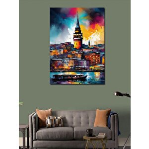 Kanvas Tablo Suluboya Galata Kulesi 100x140 cm