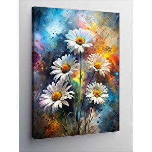 Kanvas Tablo Papatyalar Ve Boyalar 100x140 cm
