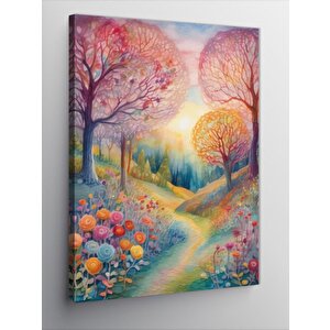 Kanvas Tablo Renkli Ağaçlar 70x100 cm