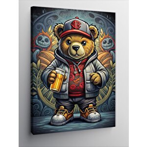 Kanvas Tablo Grafiti Yapan Boz Ayı 50x70 cm