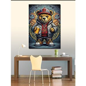 Kanvas Tablo Grafiti Yapan Boz Ayı 50x70 cm