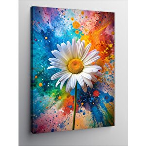 Kanvas Tablo Papatya Ve Boyalar 70x100 cm