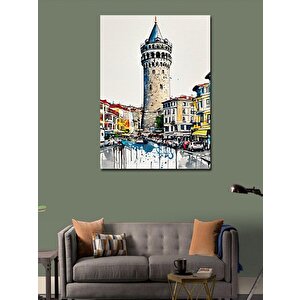 Kanvas Tablo Galata Kulesi Çizimi 100x140 cm
