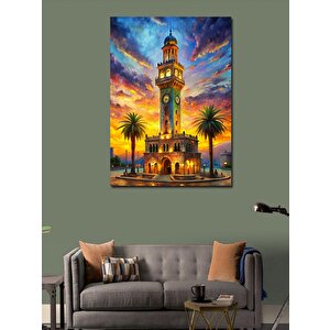 Kanvas Tablo Saat Kulesi Gün Batımı 100x140 cm