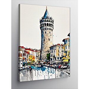 Kanvas Tablo Galata Kulesi Çizimi 70x100 cm