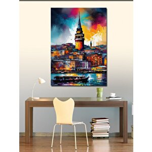 Kanvas Tablo Suluboya Galata Kulesi 50x70 cm