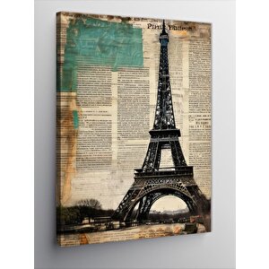 Kanvas Tablo Eyfel Kulesi Gazete Puan 50x70 cm