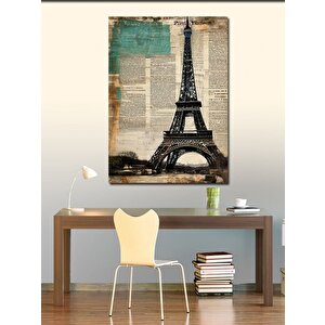 Kanvas Tablo Eyfel Kulesi Gazete Puan 50x70 cm