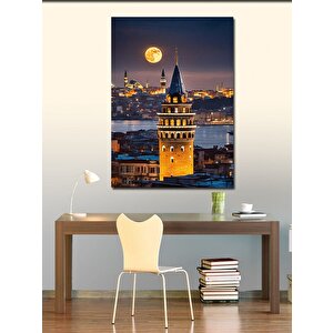 Kanvas Tablo Galata Kulesi Ve Ay 50x70 cm