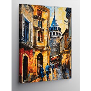 Kanvas Tablo Galata Kulesi Ve İnsanlar 70x100 cm