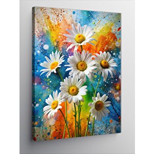 Kanvas Tablo Papatyalar Ve Boyalar 50x70 cm