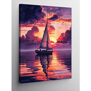Kanvas Tablo Gün Batımı Ve Yelkenli 50x70 cm