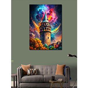 Kanvas Tablo Galata Kulesi Ve Renkli Gökyüzü 50x70 cm