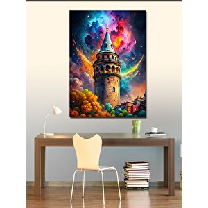 Kanvas Tablo Galata Kulesi Ve Renkli Gökyüzü 50x70 cm