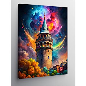 Kanvas Tablo Galata Kulesi Ve Renkli Gökyüzü 100x140 cm