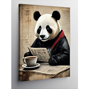 Kanvas Tablo Gazete Okuyan Panda 50x70 cm