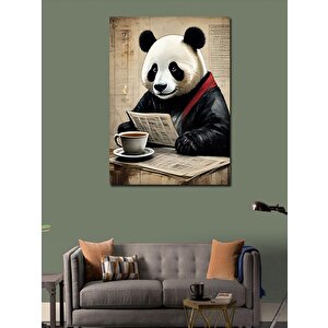 Kanvas Tablo Gazete Okuyan Panda 50x70 cm