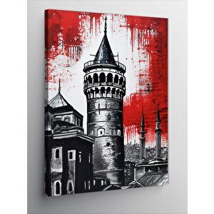 Kanvas Tablo Siyah Beyaz Galata Kulesi 50x70 cm