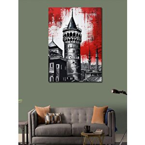Kanvas Tablo Siyah Beyaz Galata Kulesi 50x70 cm