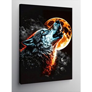 Kanvas Tablo Uluyan Bozkurt Ve Ay 100x140 cm