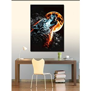 Kanvas Tablo Uluyan Bozkurt Ve Ay 50x70 cm