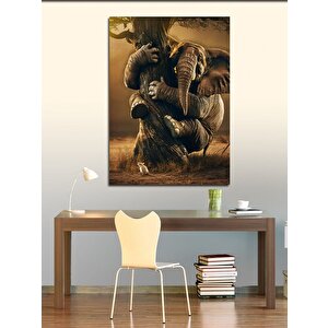 Kanvas Tablo Saklanan Fil 100x140 cm