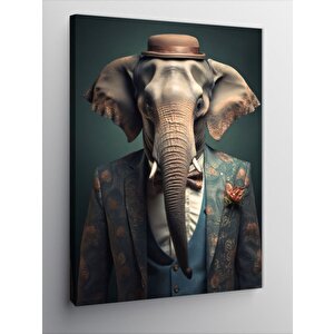 Kanvas Tablo Takım Elbiseli Karizmatik Fil 50x70 cm