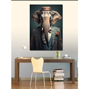 Kanvas Tablo Takım Elbiseli Karizmatik Fil 50x70 cm