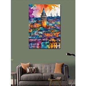 Kanvas Tablo Suluboya Galata Kulesi 70x100 cm