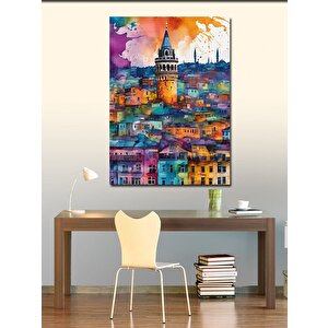 Kanvas Tablo Suluboya Galata Kulesi 70x100 cm