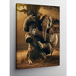 Kanvas Tablo Saklanan Fil 50x70 cm