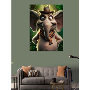 Kanvas Tablo Şapkalı Fil 70x100 cm