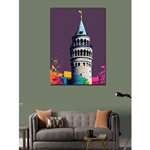 Kanvas Tablo Galata Kulesi Graffiti Efekt 100x140 cm