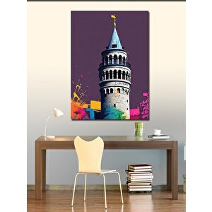 Kanvas Tablo Galata Kulesi Graffiti Efekt 100x140 cm