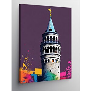 Kanvas Tablo Galata Kulesi Graffiti Efekt 50x70 cm