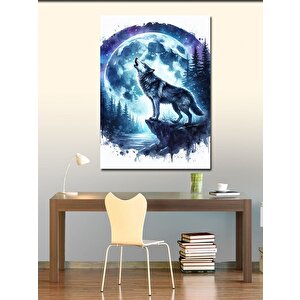 Kanvas Tablo Uluyan Bozkurt Ve Ay 50x70 cm