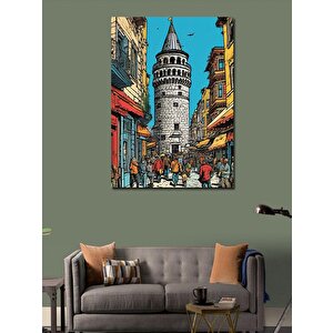 Kanvas Tablo Galata Kulesi Çizimi 70x100 cm