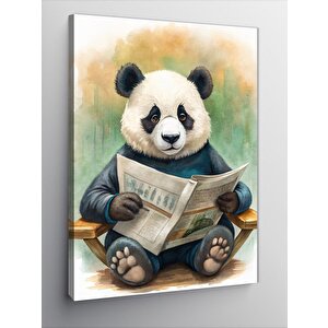 Kanvas Tablo Gazete Okuyan Panda 50x70 cm