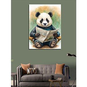 Kanvas Tablo Gazete Okuyan Panda 70x100 cm