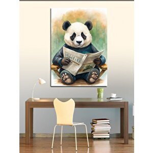 Kanvas Tablo Gazete Okuyan Panda 70x100 cm