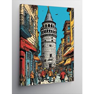 Kanvas Tablo Galata Kulesi Çizimi 50x70 cm