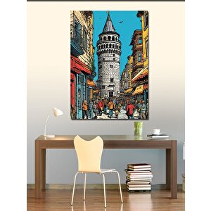 Kanvas Tablo Galata Kulesi Çizimi 50x70 cm