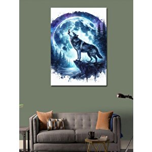 Kanvas Tablo Uluyan Bozkurt Ve Ay 70x100 cm