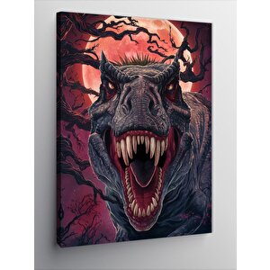 Kanvas Tablo Kırmızı Ay Ve Trex 70x100 cm