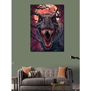 Kanvas Tablo Kırmızı Ay Ve Trex 70x100 cm